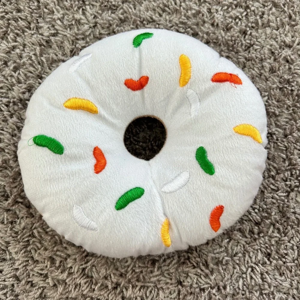 Plush Donut‎ Pillow Toy White Icing Sprinkles Dog Cat Pet Toy Gift